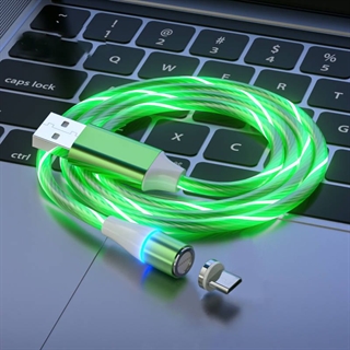 Micro USB magnetisk flowlightning opladerkabel til Android-telefoner - Grønt lys